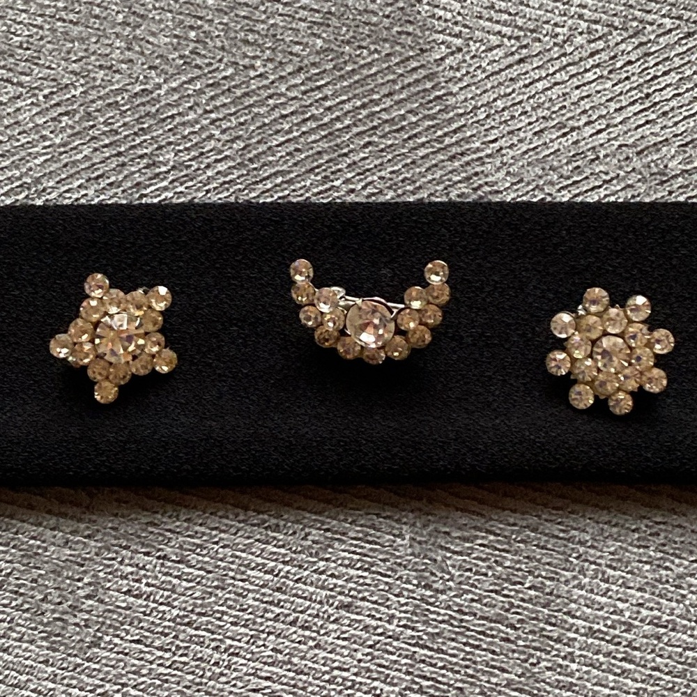 Vintage Rhinestone Sun Moon Star Brooch Pin Set